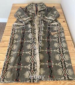 Manteau trench en laine imprimée pour femme Vintage Pendleton, taille XL, beige et rouge Sf7