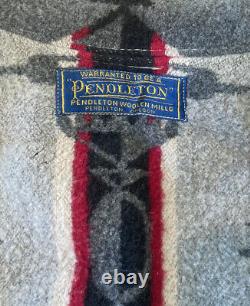 Manteau trench en laine imprimée pour femme Vintage Pendleton, taille XL, beige et rouge Sf7