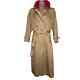 Manteau Trench Khaki Classique En Laine Rouge Pour Femme St Malo Des Années 90 Avec Doublure Amovible, Taille 16
