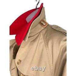 Manteau trench khaki classique en laine rouge pour femme St Malo des années 90 avec doublure amovible, taille 16