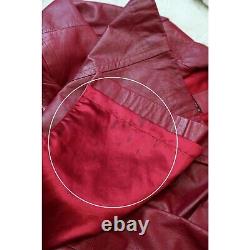 Manteau trench long ceinturé en cuir véritable rouge vintage BCBGMaxAzria taille 8