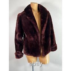 Manteau veste vintage pour femme en rouge bordeaux avec poches solides des années 50 Annis Furs USA S