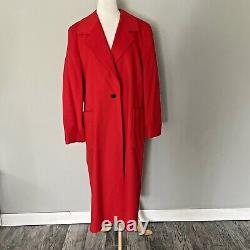 Manteau vintage Escada rouge pour femmes, taille 38, à un seul bouton, avec épaulettes, en laine et cachemire des années 1980