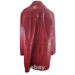 Manteau vintage en cuir rouge Wilsons avec fermeture éclair et isolation pour femmes en taille plus 3X.
