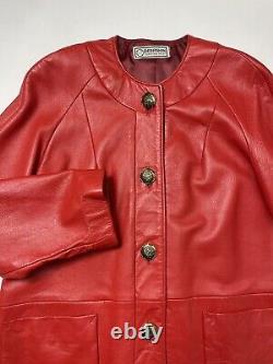 Manteau vintage en cuir souple rouge MOD rétro de trading post USA en peau de daim taille S M