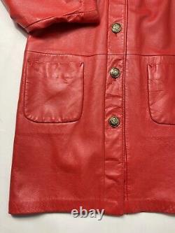 Manteau vintage en cuir souple rouge MOD rétro de trading post USA en peau de daim taille S M