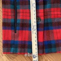 Manteau vintage en laine à carreaux rouge Pendleton à manches longues pour femme - taille moyenne