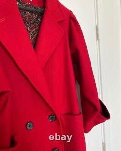Manteau vintage en laine rouge pour femme, en excellent état, taille 7/8, manteau d'hiver pardessus