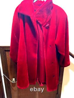 Manteau vintage rouge Donnybrook en fausse fourrure taille 16-18