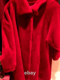 Manteau vintage rouge Donnybrook en fausse fourrure taille 16-18