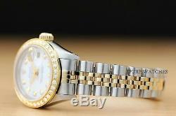 Mesdames Rolex Authentique Quickset Deux Tons Or Jaune 18 Carats Et Diamants Montre En Acier