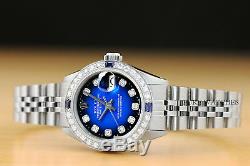 Mesdames Rolex Bleu Diamant Vignette Saphir Datejust En Or 18 Carats Et Montre En Acier