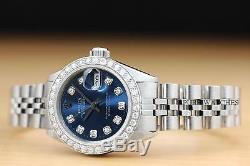 Mesdames Rolex Blue Diamond Cadran Datejust En Or Blanc 18 Carats Et Montre En Acier Inoxydable
