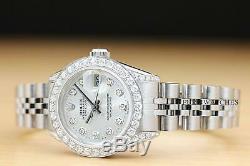 Mesdames Rolex Datejust 1.10 Ct Diamond Bezel & Cosses 18k Or Blanc Montre En Acier