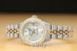 Mesdames Rolex Datejust 1,13 Ct Argent Diamant Or Jaune 18 Carats Et Montre En Acier