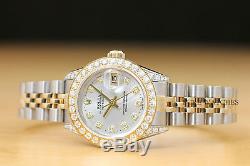 Mesdames Rolex Datejust 1,13 Ct Diamond Bezel & Cosses 18k Gold & Montre En Acier
