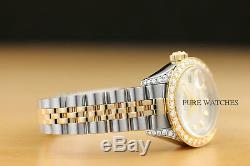 Mesdames Rolex Datejust 1,13 Ct Diamond Bezel & Cosses 18k Gold & Montre En Acier