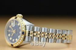 Mesdames Rolex Datejust 2 Tons Saphir Diamant Or Jaune 18 Carats Et Montre En Acier