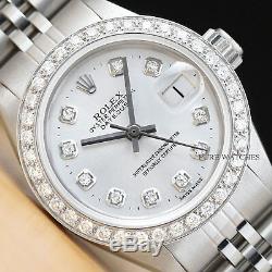 Mesdames Rolex Datejust Argent Diamant En Acier Inoxydable De L'or Blanc Cadran