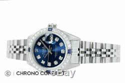 Mesdames Rolex Datejust Blue Diamond Cadran En Or Blanc 18 Carats Et Montre En Acier Inoxydable