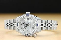 Mesdames Rolex Datejust Cadran Argenté Or Blanc 18 Carats Sapphire Diamond & Montre En Acier