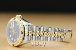 Mesdames Rolex Datejust De Diamants En Or Jaune Saphir Et Acier Cadran Bleu