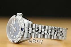 Mesdames Rolex Datejust Diamant Saphir Or Blanc 18 Carats Et Acier Cadran Bleu
