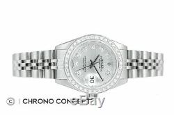 Mesdames Rolex Datejust En Or Blanc 18 Carats Et Acier Inoxydable Argent Diamant Cadran