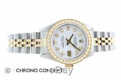 Mesdames Rolex Datejust En Or Jaune 18 Carats Et Acier Inoxydable Blanc Diamant Cadran