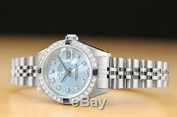 Mesdames Rolex Datejust Ice Blue Diamond Saphir Or Blanc 18 Carats Et Montre En Acier