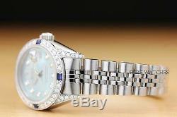 Mesdames Rolex Datejust Ice Blue Sapphire Diamant Or Blanc 18 Carats Montre En Acier