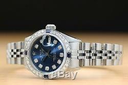 Mesdames Rolex Datejust Or Blanc 18 Carats De Diamants Sapphire Montre Rolex + Bracelet