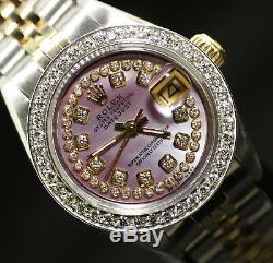Mesdames Rolex Datejust Oyster En Or 18 Carats De Diamants Cadran Bezel 69173