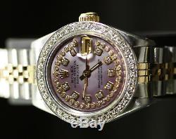 Mesdames Rolex Datejust Oyster En Or 18 Carats De Diamants Cadran Bezel 69173