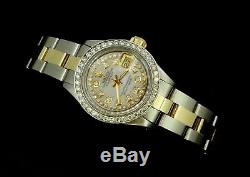 Mesdames Rolex Datejust Oyster Inoxydable Or Diamond Dial Lunette Montre