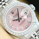 Mesdames Rolex Datejust Pink Diamond Cadran En Or Blanc 18 Carats Et Montre En Acier Inoxydable