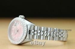 Mesdames Rolex Datejust Pink Diamond Cadran En Or Blanc 18 Carats Et Montre En Acier Inoxydable