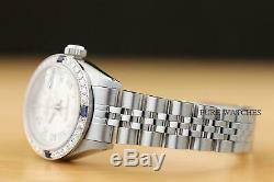 Mesdames Rolex Datejust Romain Silver Sapphire Diamond White Gold Montre En Acier