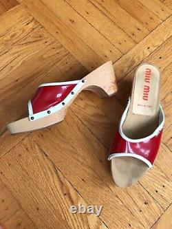 Miu Miu Vintage Clogs Sandals Eur 39 Blanc Rouge