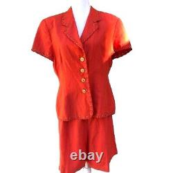 Mondi Femmes Taille Courte Taille De La Combinaison Moyen Vintage Orange Rouge Linge De Soie Front Bouton