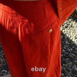 Mondi Femmes Taille Courte Taille De La Combinaison Moyen Vintage Orange Rouge Linge De Soie Front Bouton