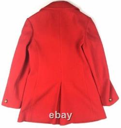 Monsieur Julius Manteau vintage rouge en laine pour femme avec poche à écusson de cavalier rare.