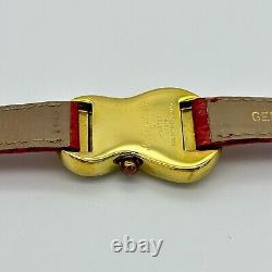 Montre fondue Softwatch Vintage Gold EXAEQUO, Salvatore Dali, bracelet en cuir rouge, 92010.