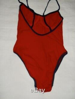 Moschino Mare Vintage 90s Italien Maillot Rare Red Star 42 Une Pièce Bodysuit