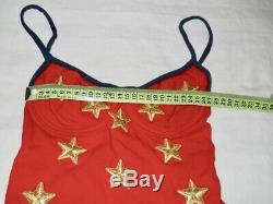 Moschino Mare Vintage 90s Italien Maillot Rare Red Star 42 Une Pièce Bodysuit