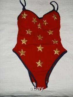 Moschino Mare Vintage 90s Italien Suivi Rare Red Star Bodysuit Une Pièce 42