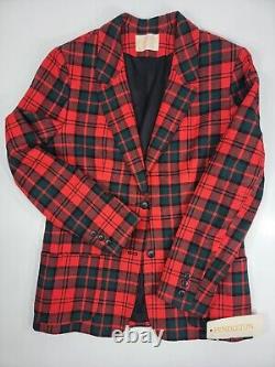 NOUVEAU Pendleton Vintage Taille 12 Femme Rouge Plaid Tartan Laine Blazer Veste NWT