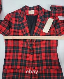 NOUVEAU Pendleton Vintage Taille 12 Femme Rouge Plaid Tartan Laine Blazer Veste NWT