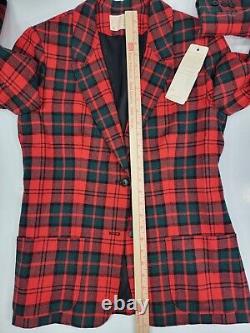 NOUVEAU Pendleton Vintage Taille 12 Femme Rouge Plaid Tartan Laine Blazer Veste NWT