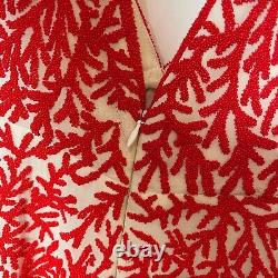 Naeem Khan Femmes Vintage Perle Maxi Robe Rouge 8 Saks Cinquième Avenue USA Nouveau